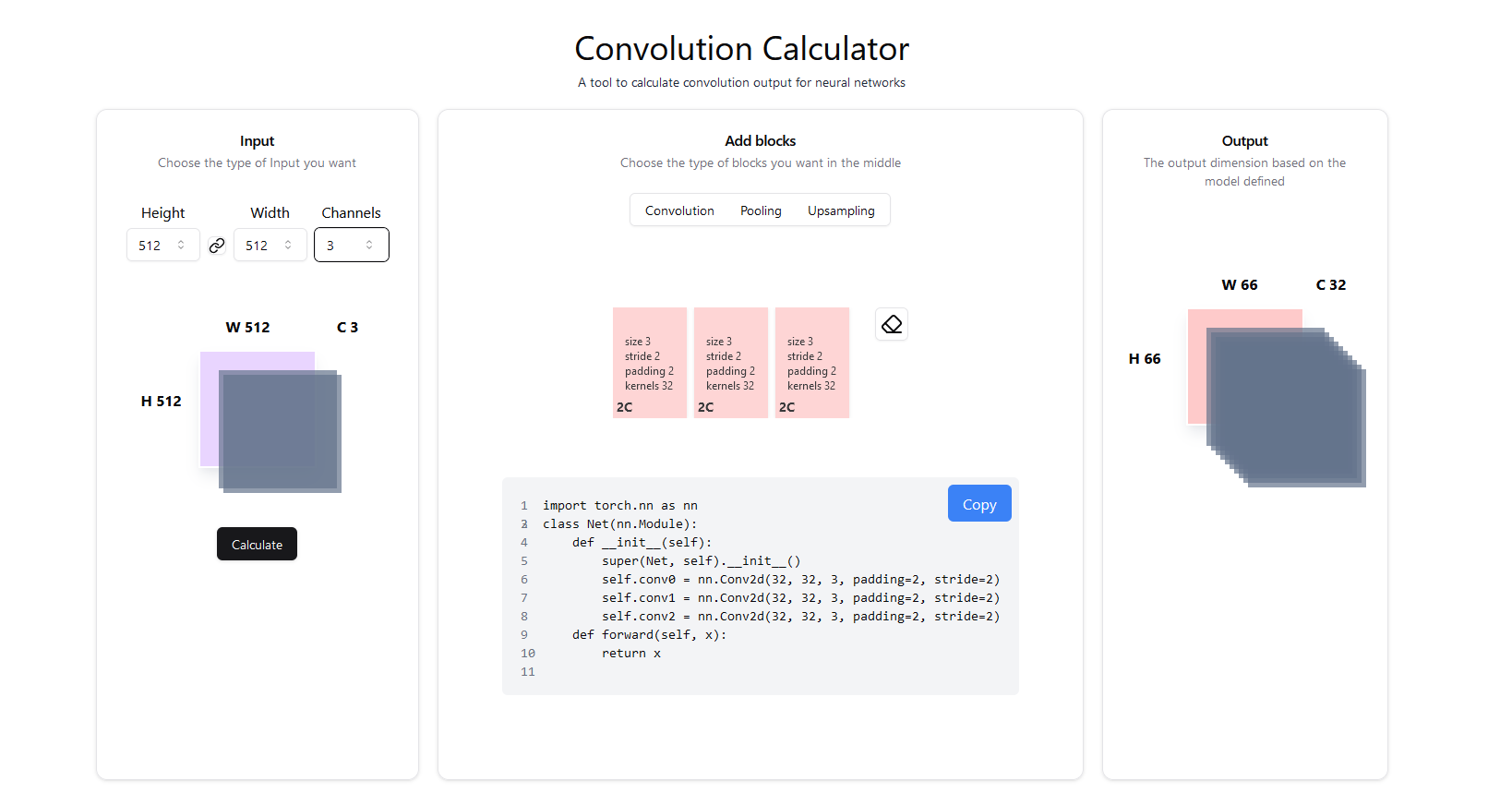 An image of the Deep convolution (2D, 3D, VAEs) calculator for all. project.